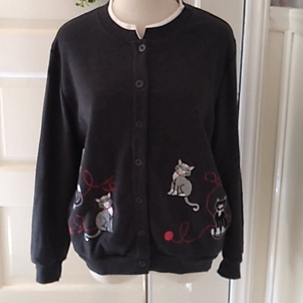 Bon Worth XSP cardigan sweater crazy 🐈 cat 🐈😻🐈‍⬛ lady